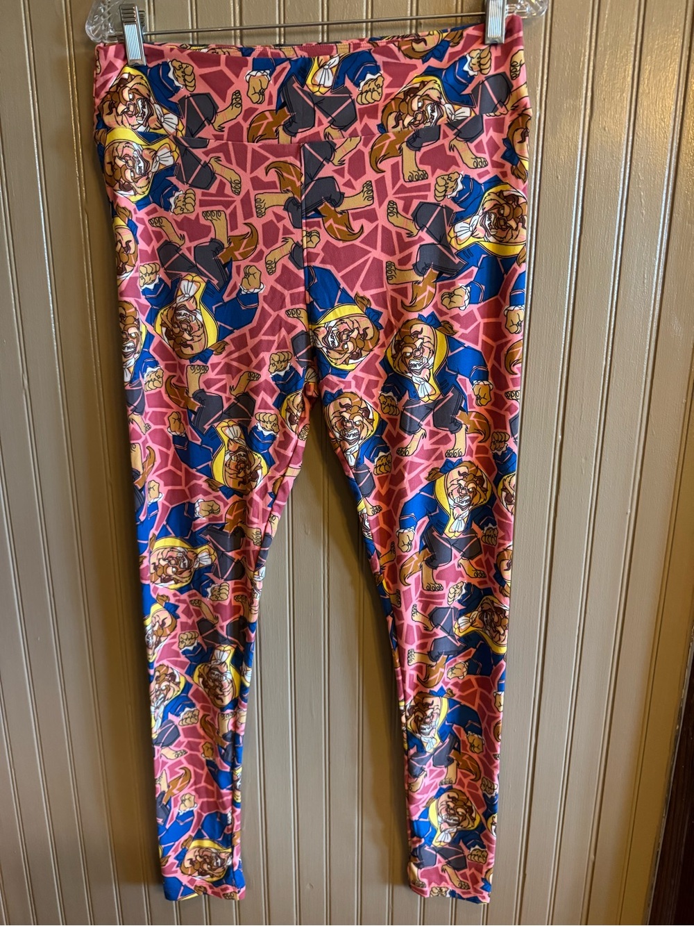 New LuLaRoe Pink Blue Yellow Beast-Print Leggings tall curvy